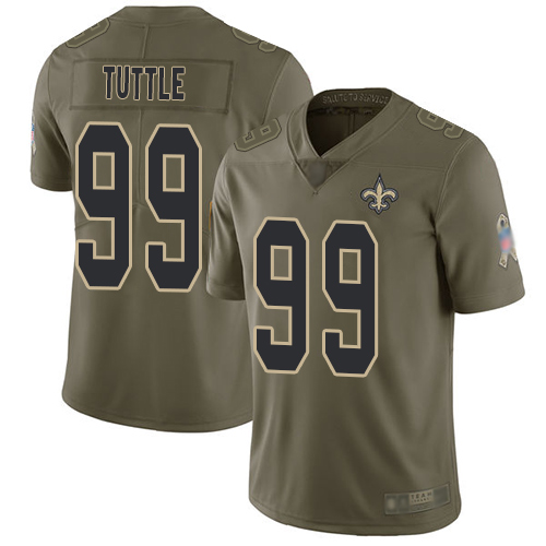 Men New Orleans Saints Limited Olive Men Shy Tuttle Jersey NFL Football #99 2017 Salute to Service Jersey->new orleans saints->NFL Jersey
